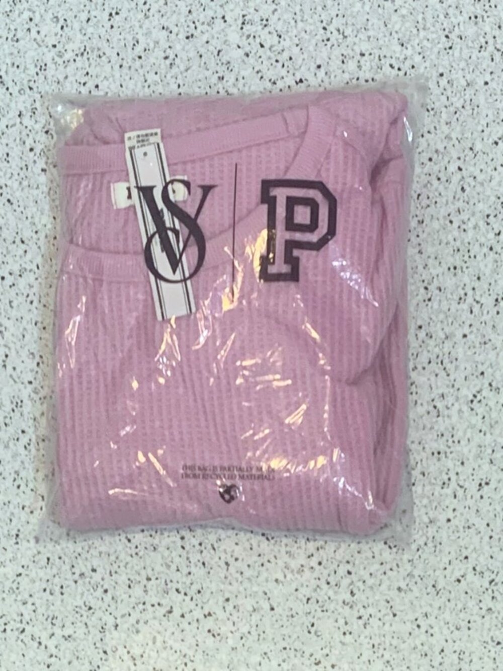 Victoria's Secret PINK Waffle Knit Long-Sleeve Top Ruched Shirt Thermal Sweater